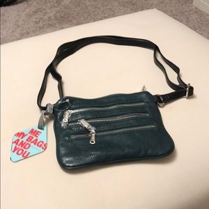 NWT emerald green and black crossbody purse